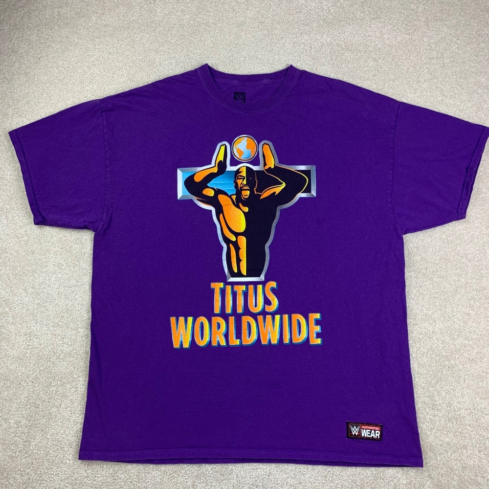 WWE Titus Worldwide T Shirt Mens 2X Purple Graphic Titus O'Neil Wrestling Tee